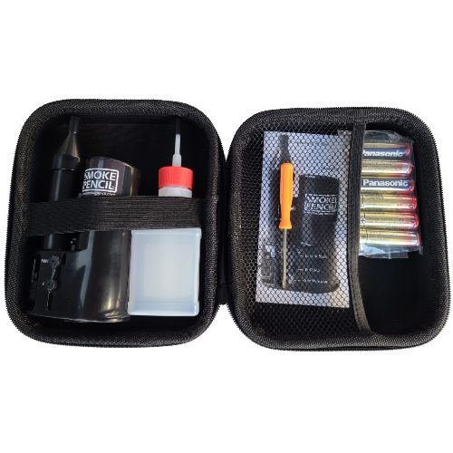 Smoke Pencil Draught Detector Field Kit Hard Case in it's container side profile
